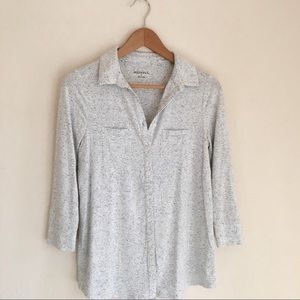 3/4 length sleeve speckled white/grey top